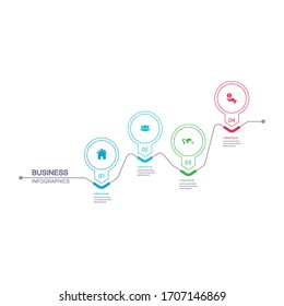 Infographic vector, graph. presentation. Business concepts, parts, steps, processes. Visualization of infographic data. Startup template. - Vector