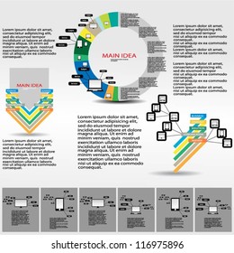 Infographic vector graphs and elements. Vector illustration.