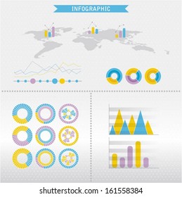 Infographic vector graphs and elements. Vector illustration. 