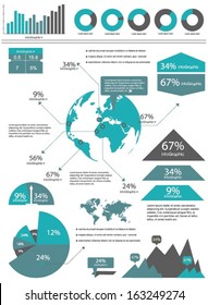 Infographic vector graphs and elements. Vector illustration.