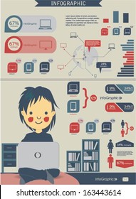 Infographic vector graphs and elements. Vector illustration.