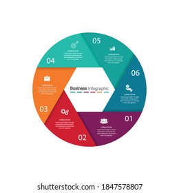 Infographic vector, hexagon graph. presentation. Business concepts, parts, steps, processes. Visualization of infographic data. Startup template. - Vector