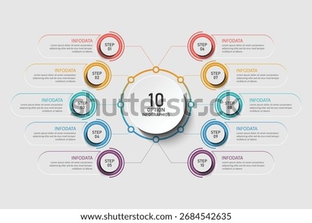 infographic vector illustration with 10 steps, infographic template design. Can be used for process diagrams, presentations, workflows.