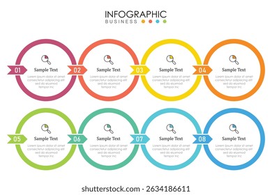 infographic vector illustration with 3, 8, 5, 7 steps, infographic template design. Can be used for process diagrams, presentations, workflows.