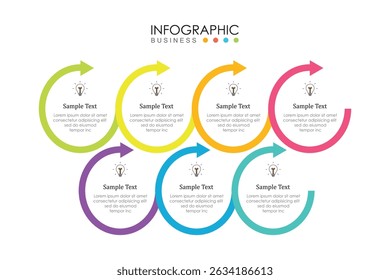 Ilustración vectorial de infografía con 3, 8, 5, 7 pasos, diseño de Plantilla de infografía. Se puede utilizar para diagramas de procesos, presentaciones, flujos de trabajo.