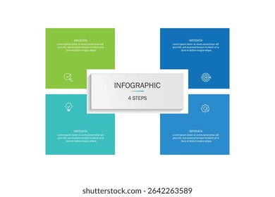 Ilustración vectorial infográfica con 4 pasos, diseño de Plantilla infográfica. Se puede utilizar para diagramas de procesos, presentaciones, flujos de trabajo.