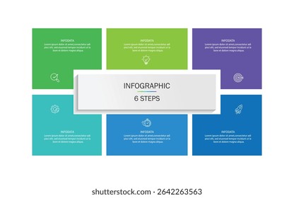 infographic vector illustration with 6 steps, infographic template design. Can be used for process diagrams, presentations, workflows.