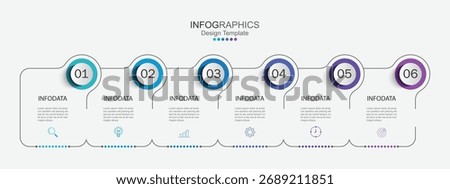 infographic vector illustration with 6 steps, infographic template design. Can be used for process diagrams, presentations, workflows.