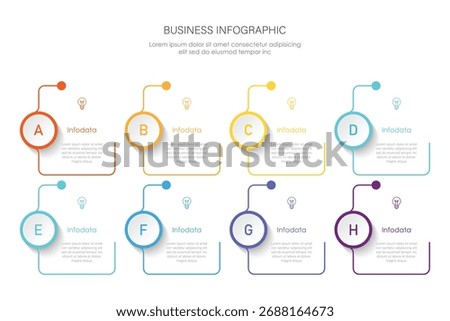  infographic vector illustration with 8 steps, infographic template design. Can be used for process diagrams, presentations, workflows.