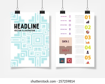 Infografische Vektorgrafik mit abstrakter geometrischer Musterhintergrund. Geschäftsvorlage für Flyer, Banner, Platzierung, Poster, Broschüre Design. Grafische Schwarze Ornamente und Elemente