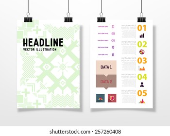 Infografische Vektorgrafik mit abstrakter geometrischer Musterhintergrund. Geschäftsvorlage für Flyer, Banner, Platzierung, Poster, Broschüre Design. Grafische Schwarze Ornamente und Elemente