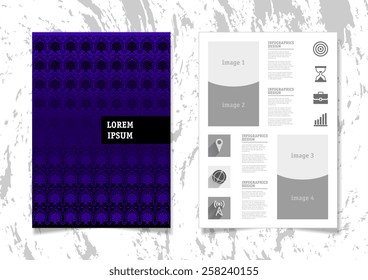 Infographic Vector Illustration with Abstract Geometric Pattern Background. Concrete Texture. Business Template for Flyer, Banner, Placard, Poster, Brochure Design. Graphic Ornament and Elements