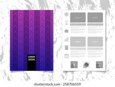 Infographic Vector Illustration with Abstract Geometric Pattern Background. Concrete Texture. Business Template for Flyer, Banner, Placard, Poster, Brochure Design. Graphic Ornament and Elements