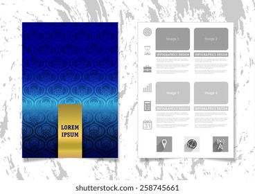 Infographic Vector Illustration with Abstract Geometric Pattern Background. Concrete Texture. Business Template for Flyer, Banner, Placard, Poster, Brochure Design. Graphic Ornament and Elements