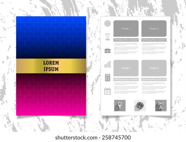 Infographic Vector Illustration with Abstract Geometric Pattern Background. Concrete Texture. Business Template for Flyer, Banner, Placard, Poster, Brochure Design. Graphic Ornament and Elements