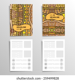 Infographic Vector Illustration with Abstract Geometric Pattern Background. Business Template for Flyer, Banner, Placard, Poster, Brochure Design. Graphic Ornament and Elements, icons collection