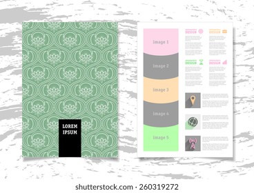 Infographic Vector Illustration with Abstract Geometric Pattern Background. Concrete Texture. Business Template for Flyer, Banner, Placard, Poster, Brochure Design. Graphic Ornament and Elements