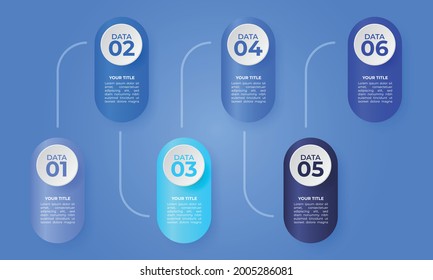 infographic vector illustration in blue with five option, step, section, process, part, plan, timeline, and graph. suitable for business graphic assets, presentation, website, banner, brochure, etc