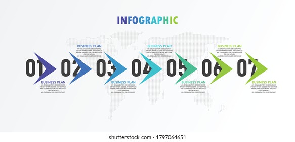 La ilustración vectorial infográfica puede utilizarse para presentaciones, procesos, diseños, banners, gráficos de datos. Negocios de educación