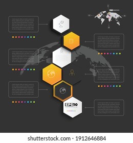 Infographic vector illustration Hexagon Connection on  color gradient chart origami paper color info-graphic template for diagram presentation chart and business concept with  element options