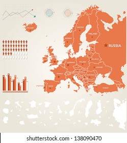 Infographic vector illustration with Map of Europe - Shutterstock ID 138090470