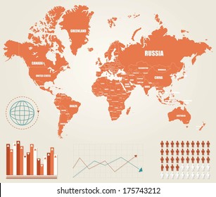 Infographic vector illustration with Map of the World