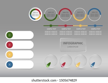 Infographic vector, illustration  with set of transparent shapes ready for your use as presentation, template, report etc.