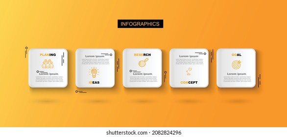 Infographic vector illustration Thin Line Connection on orange theme chart origami paper color info-graphic template for diagram presentation chart and business concept with element options
