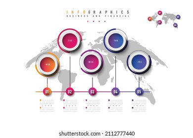 Ilustración vectorial infográfica Conexión de línea delgada en la gráfica de gradiente de color origami plantilla de color de papel info-gráfico para la gráfica de presentación de diagrama y el concepto de negocio con opciones de elemento
