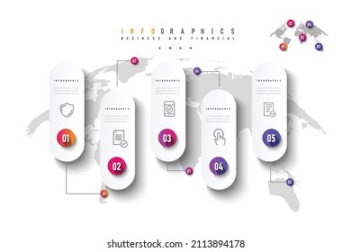 Infographic vector illustration Thin Line Connection on color gradient chart origami paper color info-graphic template for diagram presentation chart and business concept with element options

