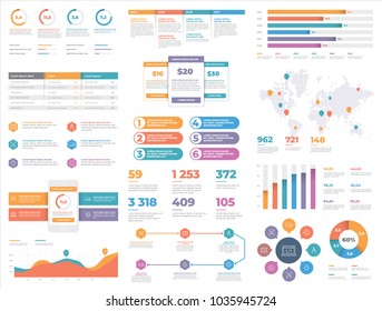 Infographic vector illustration. World Map and Information Graphics. Business data graphs. Vector financial and marketing charts.