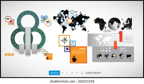 ilustración vectorial de infografía. World Map and Information Graphics