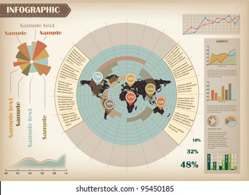Illustration vectorielle infographique avec carte du monde