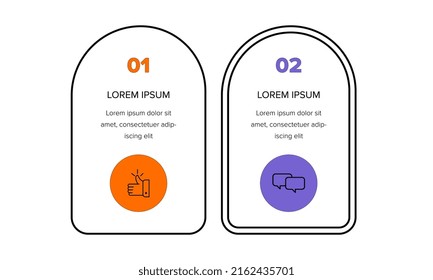 Infographic. Vector Infographics design template with icons and 2 numbers options or steps. Can be used for process diagram, presentations, workflow layout, banner, flow chart, info graph.