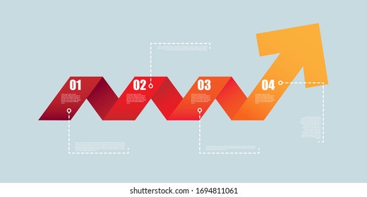 Infographic vector isolated diagram vector concept illustration. Multicolor arrows with numbered steps business background.