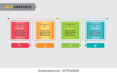 Plantilla de diseño de etiquetas vectoriales infográficas con iconos y 4 opciones o pasos. Se utiliza para diagramas de procesos, presentaciones, diseños de flujo de trabajo, banners, diagramas de flujo y gráficos de datos.