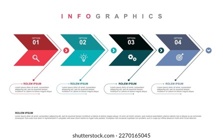 Plantilla de diseño de etiquetas vectoriales infográficas con iconos y 4 opciones o pasos. Se utiliza para diagramas de procesos, presentaciones, diseños de flujo de trabajo, banners, diagramas de flujo y gráficos de datos.