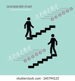 infographic vector of man on stairs  icon,man walk on stair vector,business man   