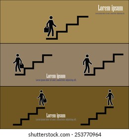 infographic vector of man on stairs  icon,man walk on stair vector,business man   