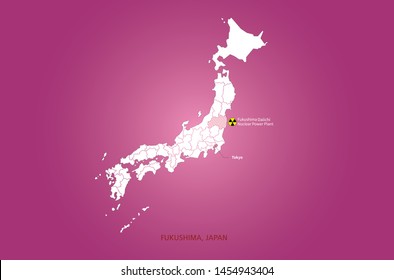 infographic vector map of fukushima in japan