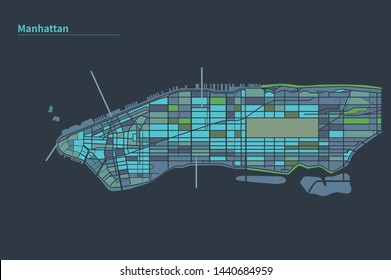 Infographic Vector Map Of Manhattan