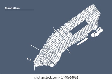 Infographic Vector Map Of Manhattan