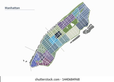 Infographic Vector Map Of Manhattan