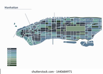 Infographic Vector Map Of Manhattan