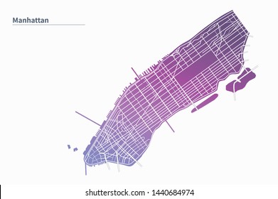 Infographic Vector Map Of Manhattan