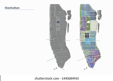 Infographic Vector Map Of Manhattan.
Ny City Map. Usa.