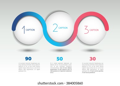 Infographic vector option banner with 3 steps. Color spheres, balls, bubbles. Infographic template.