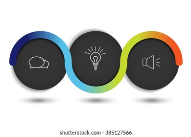 Infographic vector option banner with 3 steps. Color spheres, balls, bubbles. Infographic template.