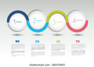 Infographic vector option banner with 4 steps. Color spheres, balls, bubbles. Infographic template.