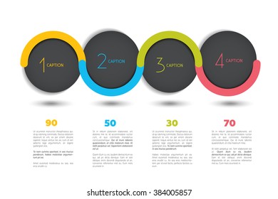 Infographic vector option banner with 4 steps. Color spheres, balls, bubbles. Infographic template.